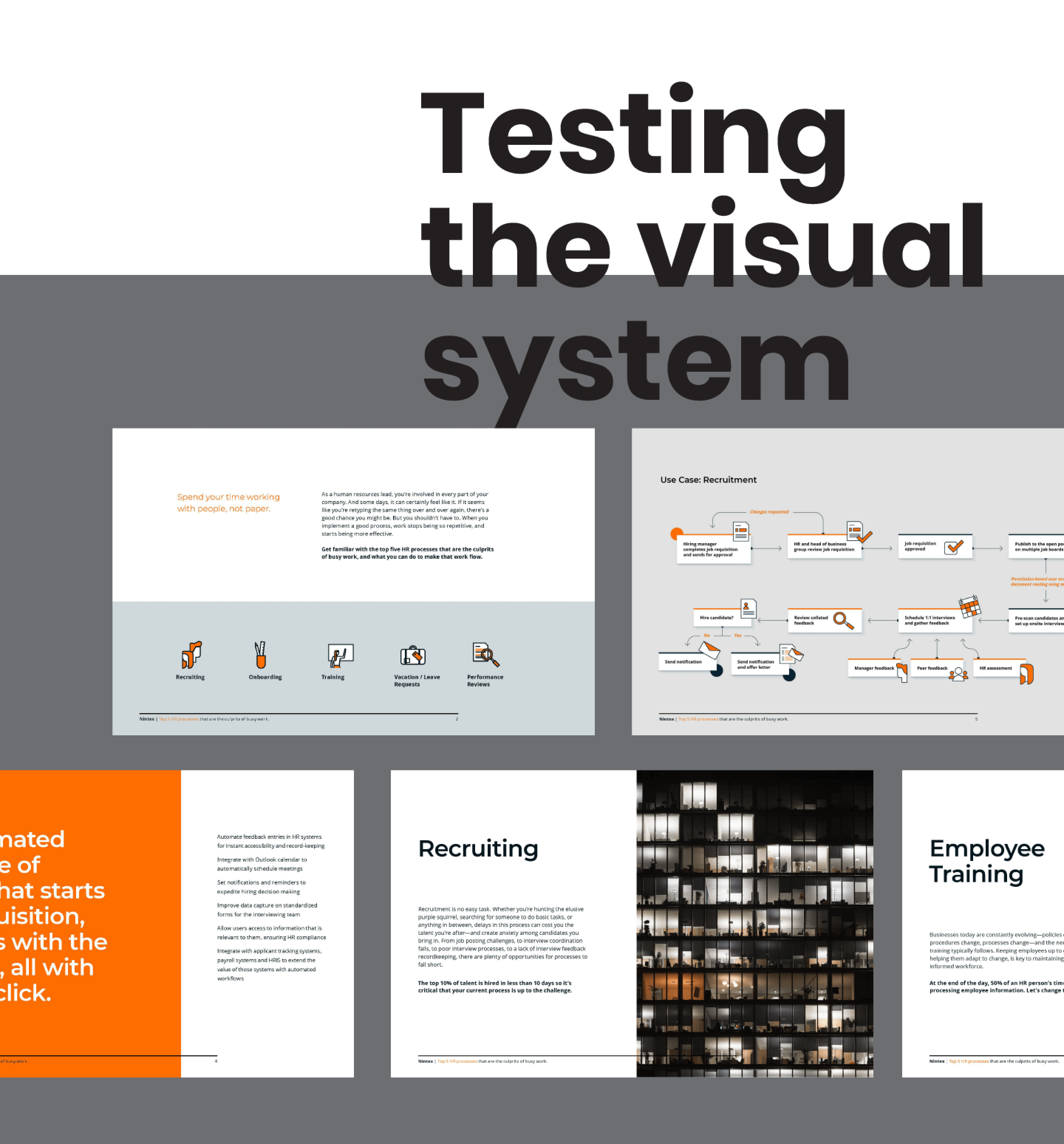 Testing the visual system with company onboarding guide