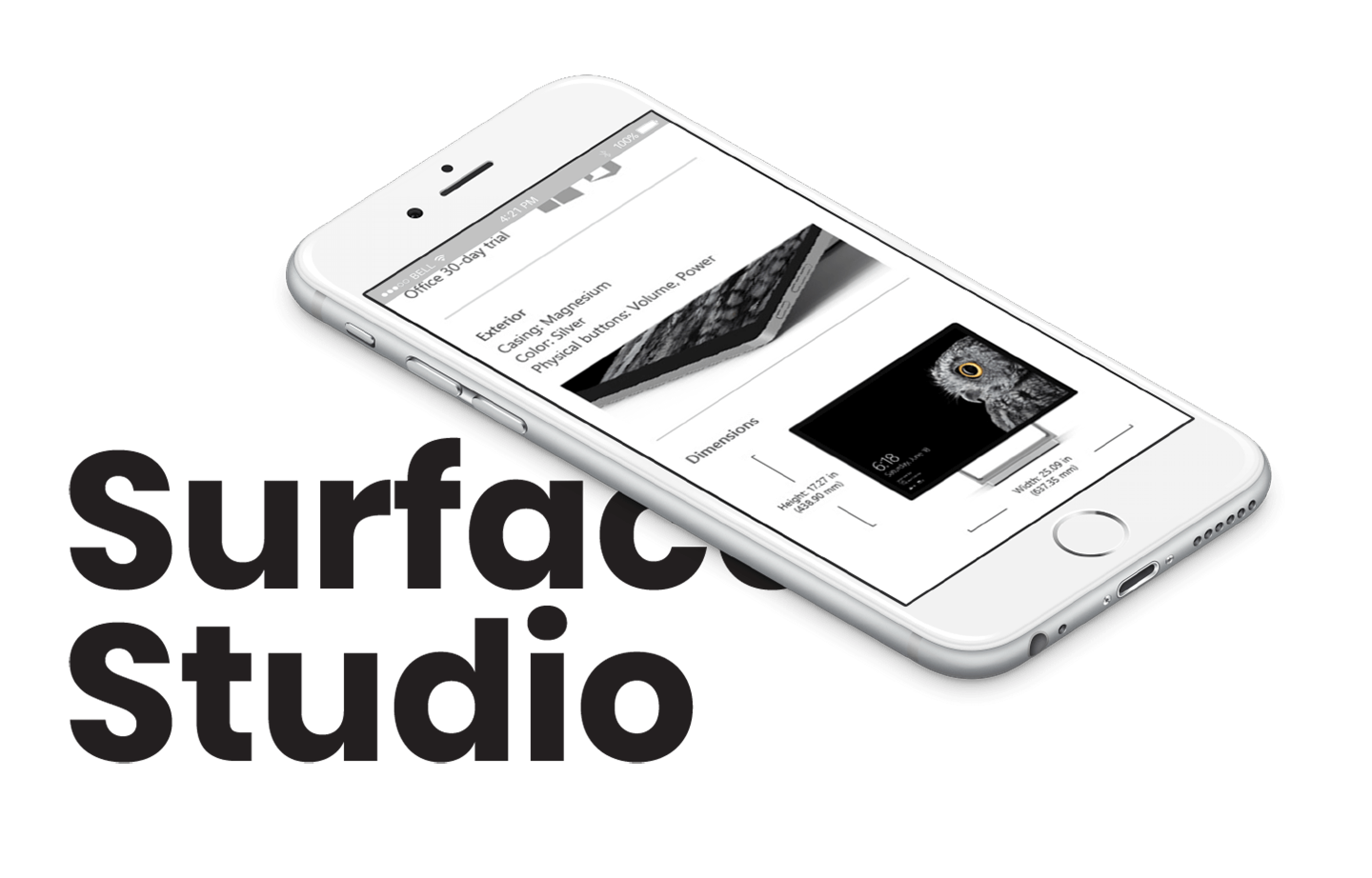 Surface studio product page on mobile