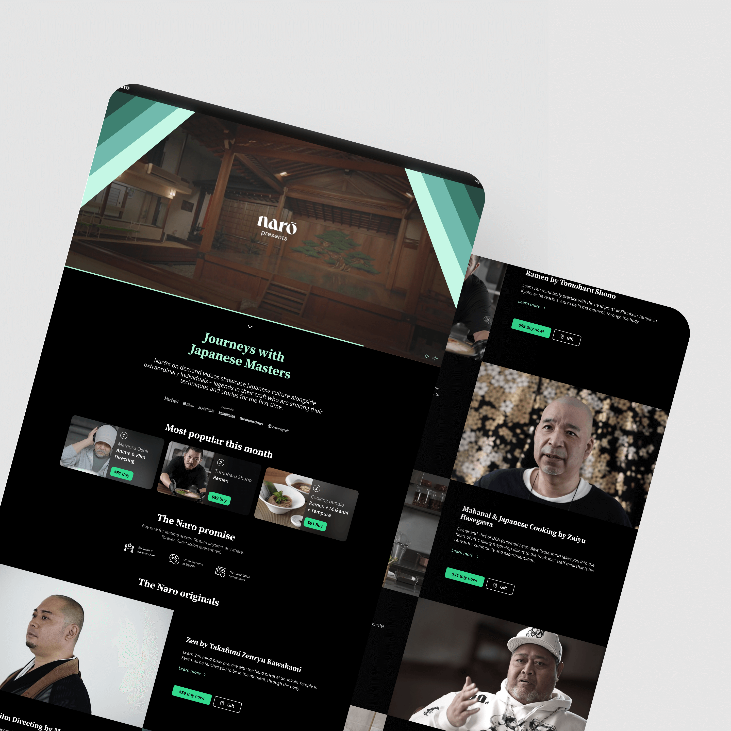 Home page embracing the sophisticated brand visual style with top videos.